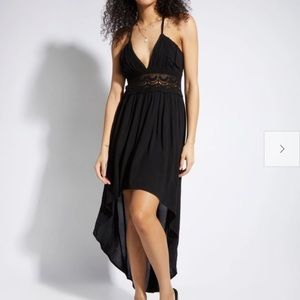 NWT- Black Crochet Waist High Low Maxi Dress
